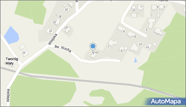 Tworóg Mały, św. Rocha, 5, mapa Tworóg Mały