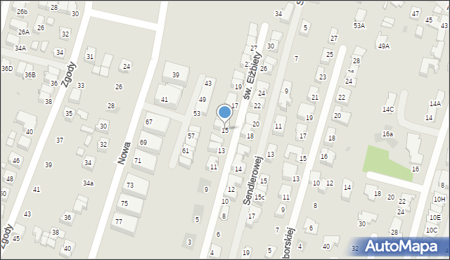 Tychy, św. Elżbiety, 15, mapa Tychów