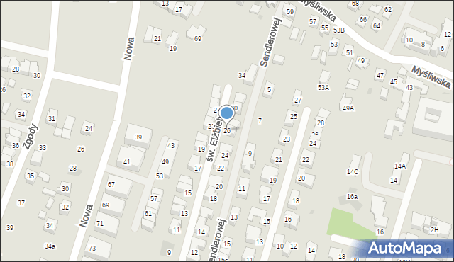 Tychy, św. Elżbiety, 26, mapa Tychów