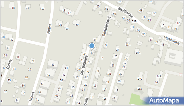 Tychy, św. Elżbiety, 30, mapa Tychów