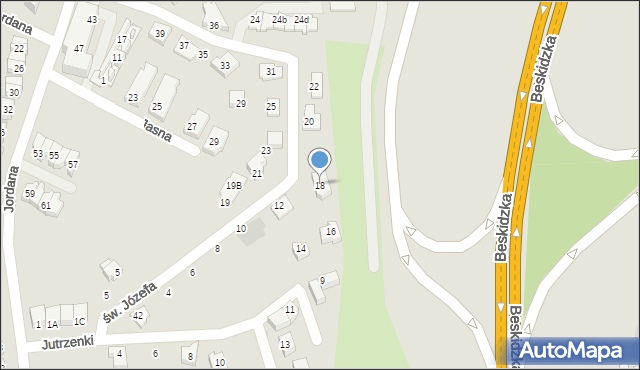 Tychy, św. Józefa, 18, mapa Tychów
