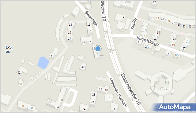 Tychy, Świerzego Eugeniusza, ks. prał., 1, mapa Tychów