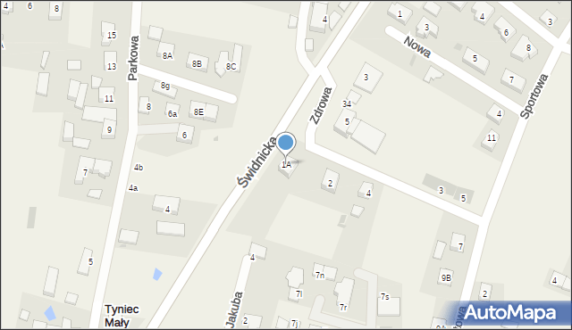 Tyniec Mały, Świdnicka, 1A, mapa Tyniec Mały