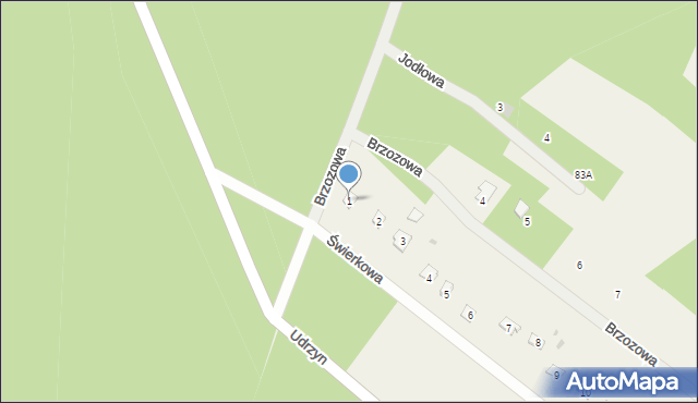 Udrzyn, Świerkowa, 1, mapa Udrzyn