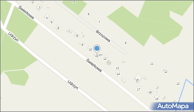 Udrzyn, Świerkowa, 11, mapa Udrzyn