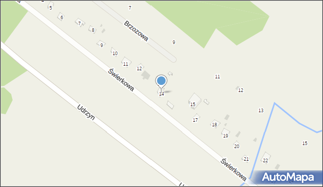 Udrzyn, Świerkowa, 14, mapa Udrzyn