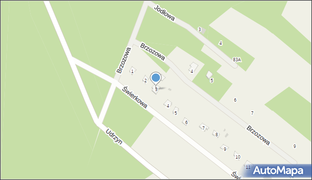 Udrzyn, Świerkowa, 3, mapa Udrzyn