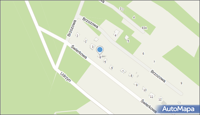 Udrzyn, Świerkowa, 4, mapa Udrzyn