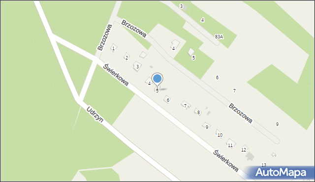 Udrzyn, Świerkowa, 5, mapa Udrzyn