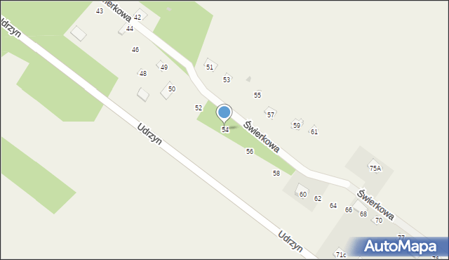 Udrzyn, Świerkowa, 54, mapa Udrzyn