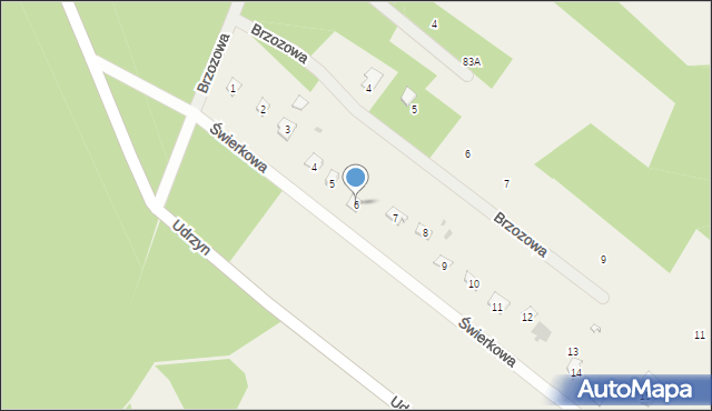 Udrzyn, Świerkowa, 6, mapa Udrzyn