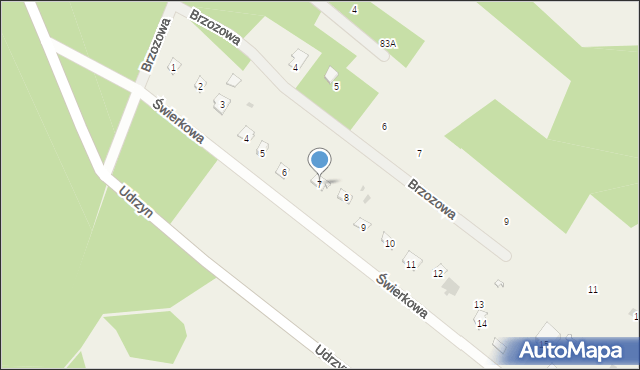 Udrzyn, Świerkowa, 7, mapa Udrzyn