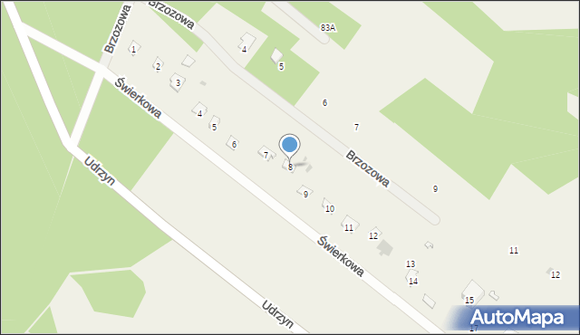 Udrzyn, Świerkowa, 8, mapa Udrzyn