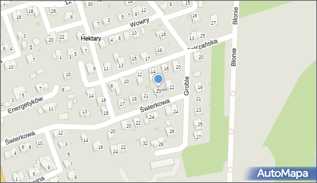 Wadowice, Świerkowa, 23, mapa Wadowice