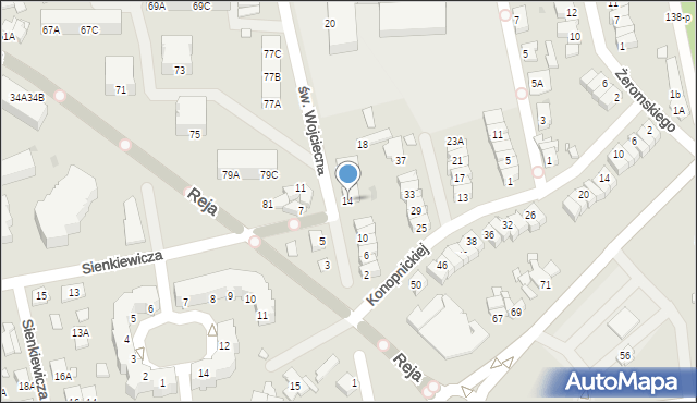 Wągrowiec, św. Wojciecha, 14, mapa Wągrowiec