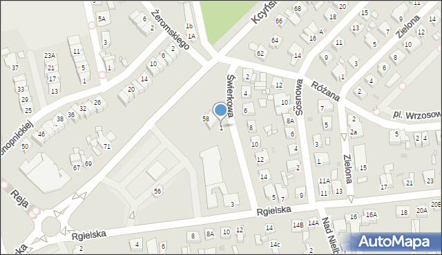 Wągrowiec, Świerkowa, 1, mapa Wągrowiec