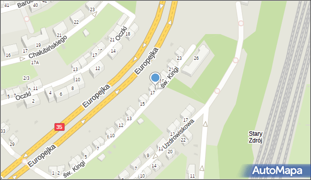 Wałbrzych, św. Kingi, 18, mapa Wałbrzycha