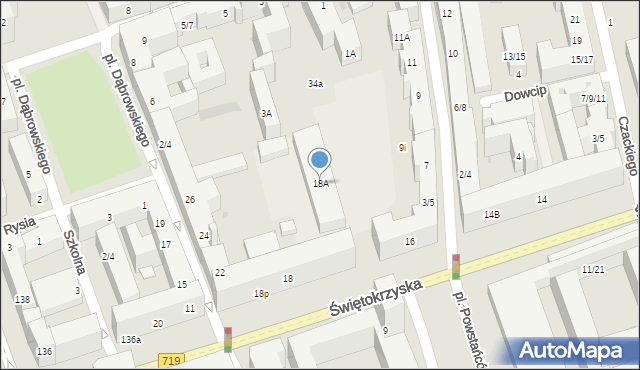 Warszawa, Świętokrzyska, 18A, mapa Warszawy