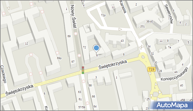 Warszawa, Świętokrzyska, 4, mapa Warszawy