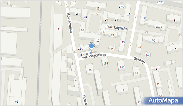 Warszawa, św. Wojciecha, 8A, mapa Warszawy