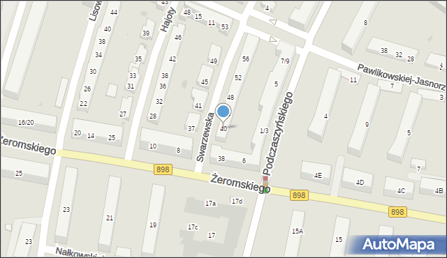 Warszawa, Swarzewska, 40, mapa Warszawy