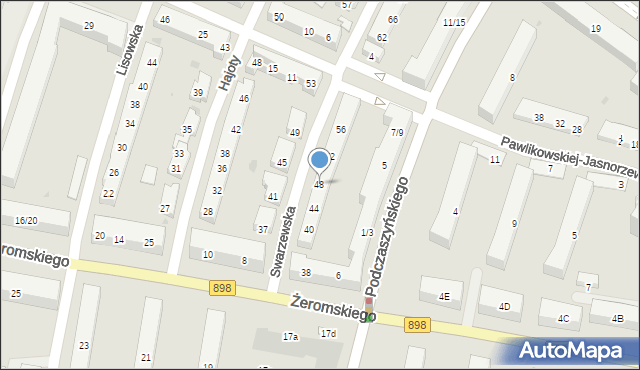 Warszawa, Swarzewska, 48, mapa Warszawy