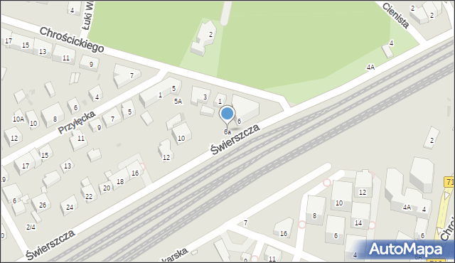 Warszawa, Świerszcza, 6a, mapa Warszawy
