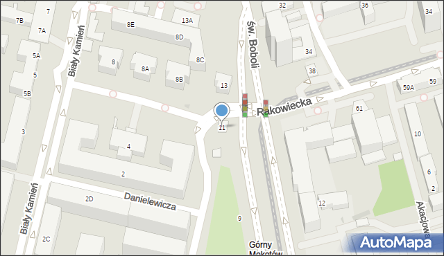 Warszawa, św. Boboli Andrzeja, 11, mapa Warszawy