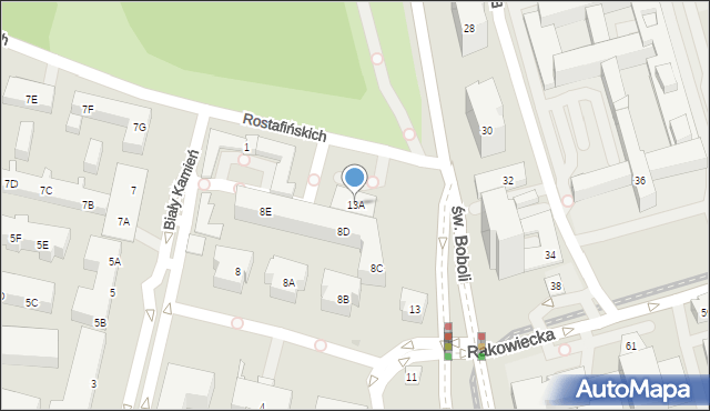 Warszawa, św. Boboli Andrzeja, 13A, mapa Warszawy
