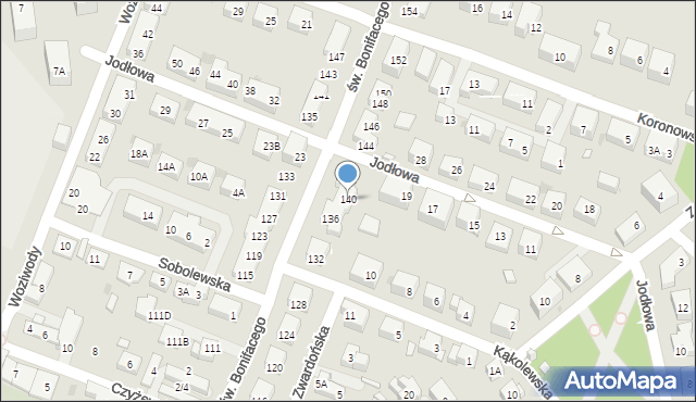 Warszawa, św. Bonifacego, 140, mapa Warszawy