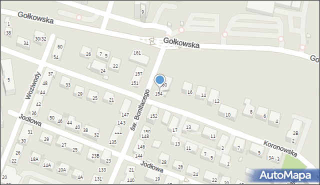 Warszawa, św. Bonifacego, 156, mapa Warszawy