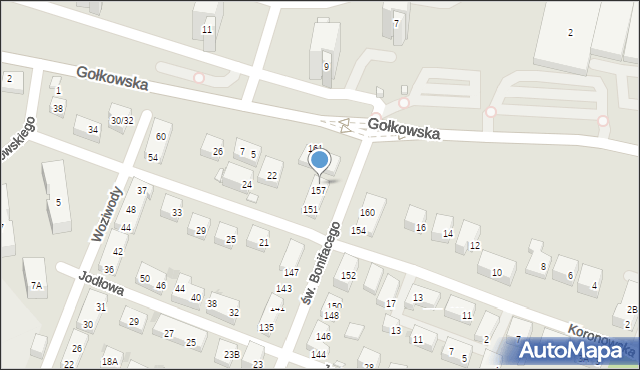Warszawa, św. Bonifacego, 159, mapa Warszawy