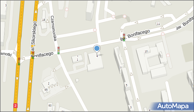 Warszawa, św. Bonifacego, 4, mapa Warszawy