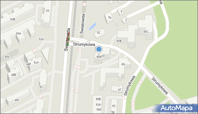 Warszawa, Światowida, 60A, mapa Warszawy