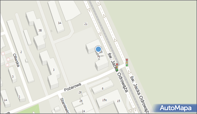 Warszawa, św. Jacka Odrowąża, 75, mapa Warszawy