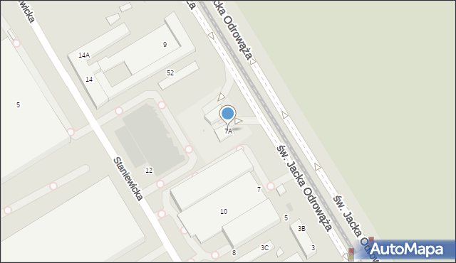 Warszawa, św. Jacka Odrowąża, 7A, mapa Warszawy