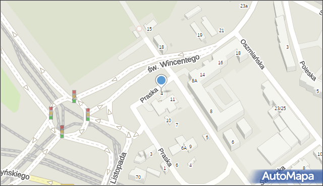 Warszawa, św. Wincentego, 4, mapa Warszawy