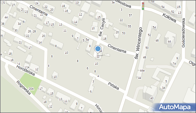 Warszawa, św. Cecylii, 12, mapa Warszawy