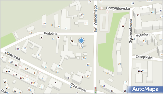 Warszawa, św. Wincentego, 71, mapa Warszawy