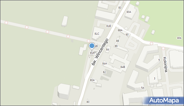 Warszawa, św. Wincentego, 81A, mapa Warszawy