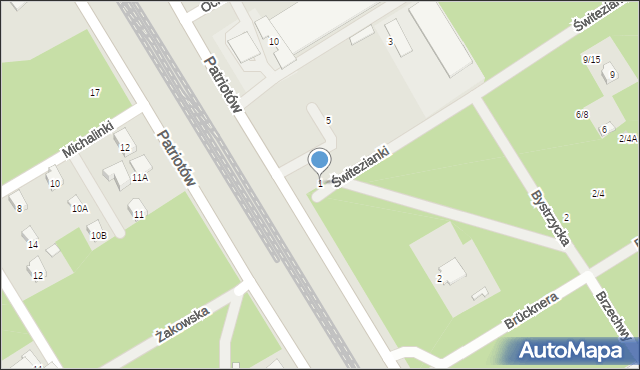 Warszawa, Świtezianki, 1, mapa Warszawy