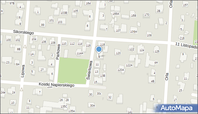 Warszawa, Świerkowa, 9, mapa Warszawy