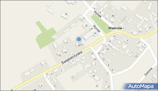 Waśniów, Świętokrzyska, 1b, mapa Waśniów