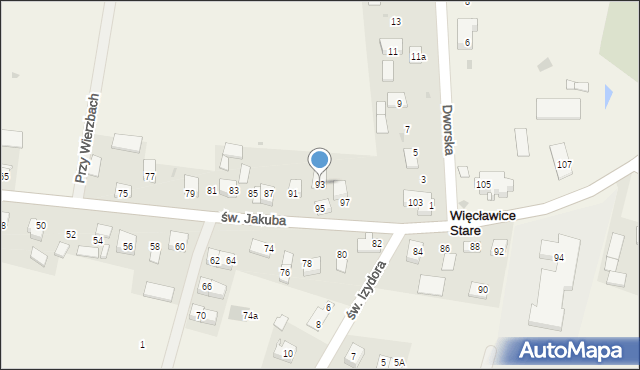 Więcławice Dworskie, św. Jakuba, 93, mapa Więcławice Dworskie