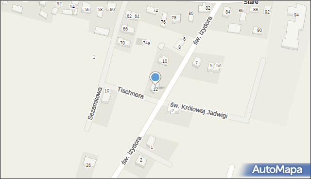 Więcławice Stare, św. Izydora, 12, mapa Więcławice Stare
