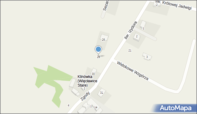 Więcławice Stare, św. Izydora, 28, mapa Więcławice Stare