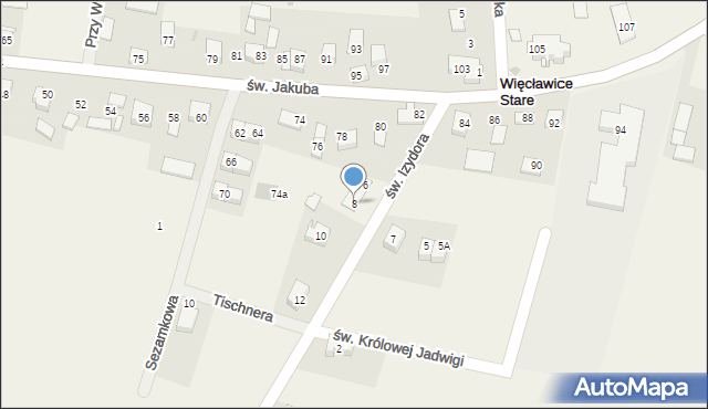 Więcławice Stare, św. Izydora, 8, mapa Więcławice Stare