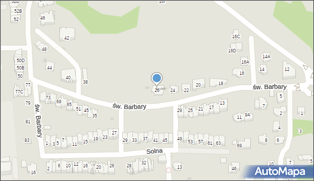 Wieliczka, św. Barbary, 26, mapa Wieliczka