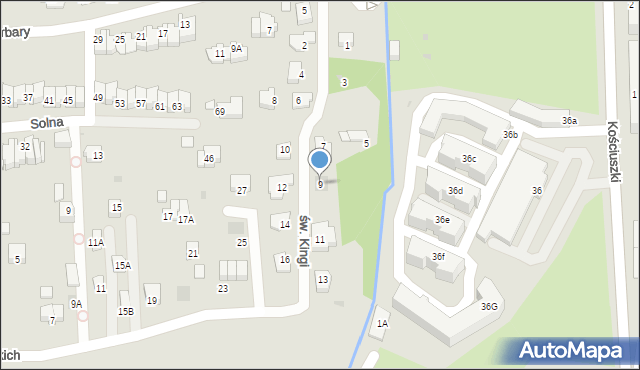 Wieliczka, św. Kingi, 9, mapa Wieliczka