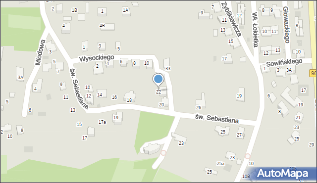 Wieliczka, św. Sebastiana, 22, mapa Wieliczka